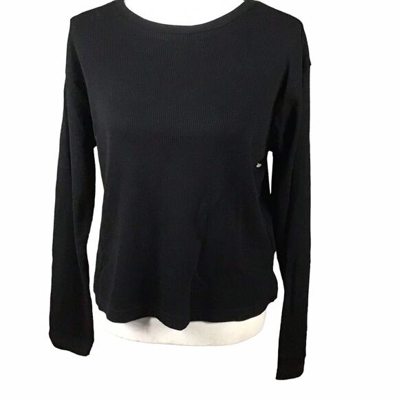 RDI Women’s Large Black Waffle Knit Thermal Crewneck Pullover - Picture 5 of 16